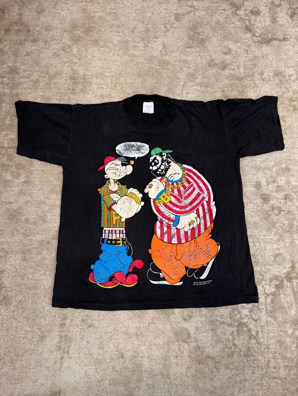 Vintage 1993 Popeye Bluto College Ware T Shirt USA Single Stitch Large